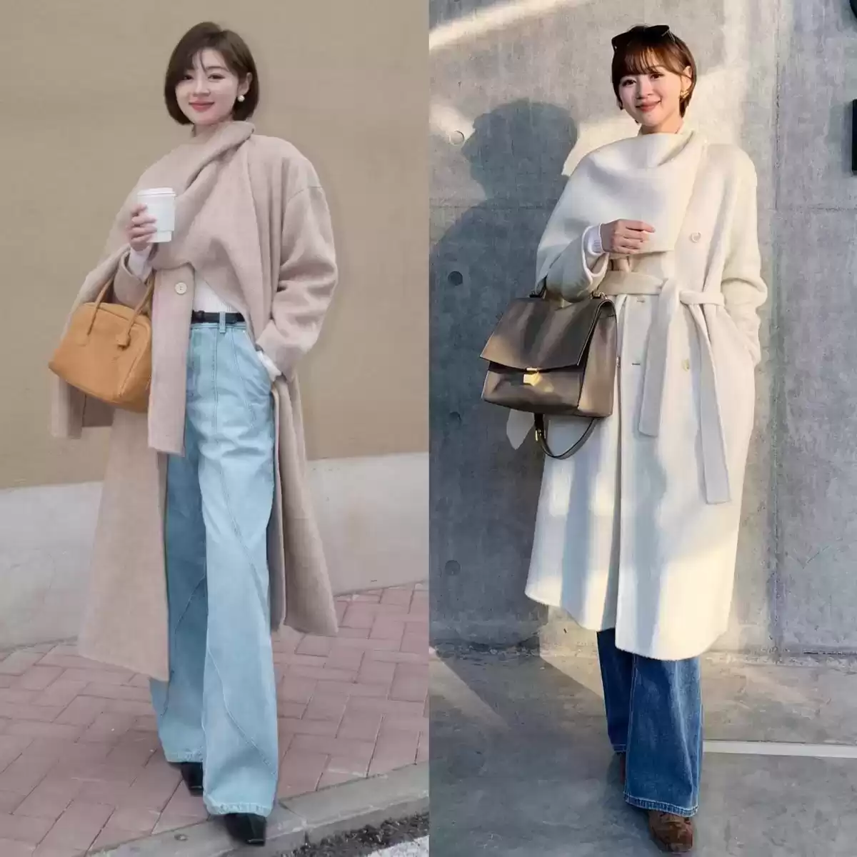 屁股大腿粗穿衣搭配 今年冬天突然流行起“大衣+牛仔裤”，适合40+女生穿，显瘦又高级