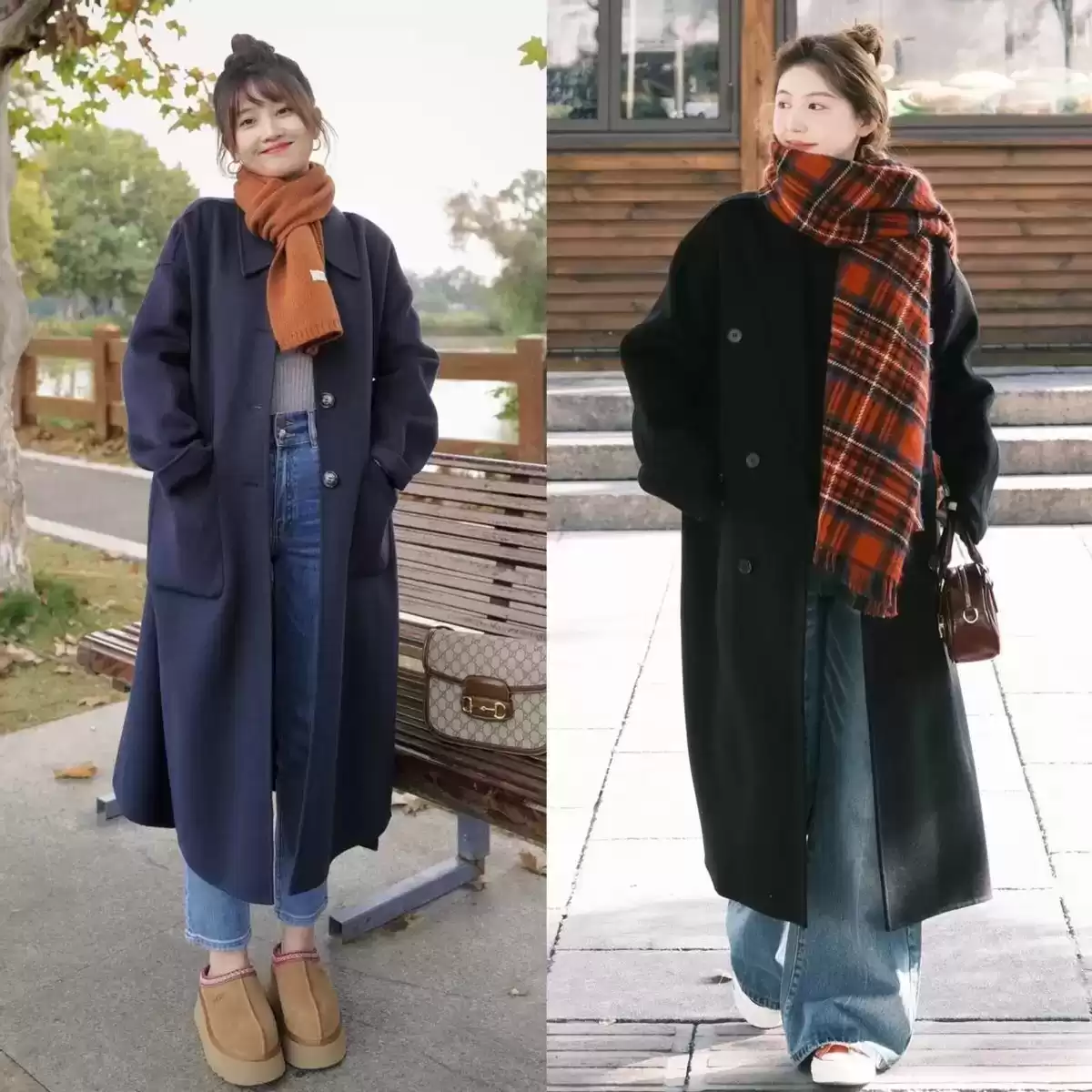 屁股大腿粗穿衣搭配 今年冬天突然流行起“大衣+牛仔裤”，适合40+女生穿，显瘦又高级