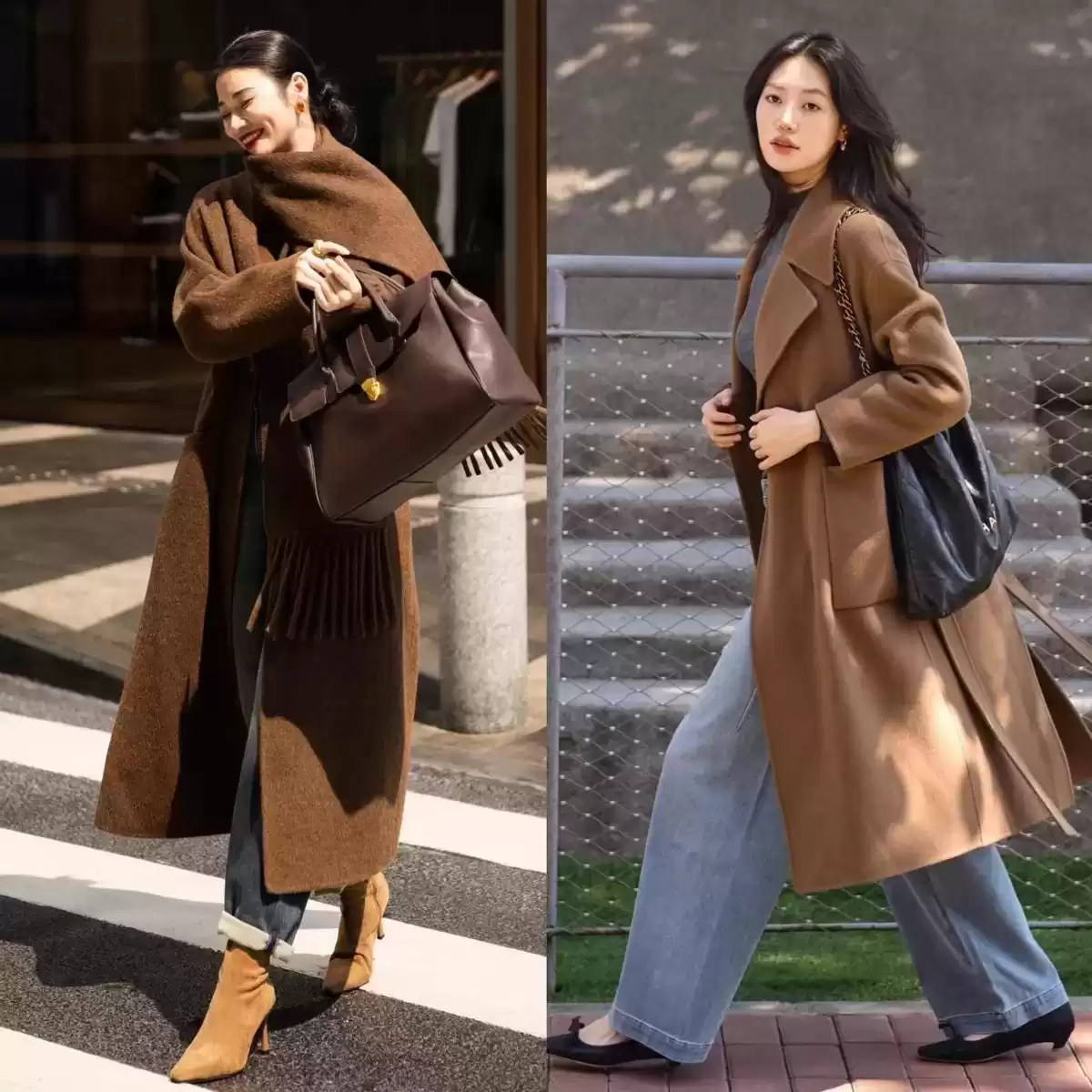 屁股大腿粗穿衣搭配 今年冬天突然流行起“大衣+牛仔裤”，适合40+女生穿，显瘦又高级