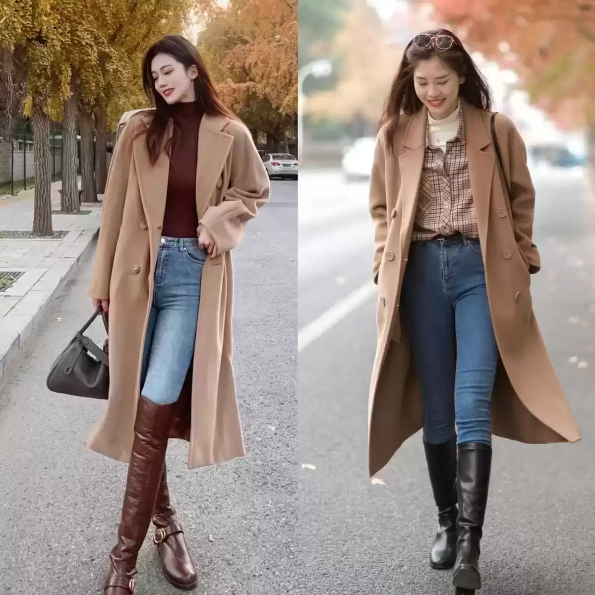 屁股大腿粗穿衣搭配 今年冬天突然流行起“大衣+牛仔裤”，适合40+女生穿，显瘦又高级