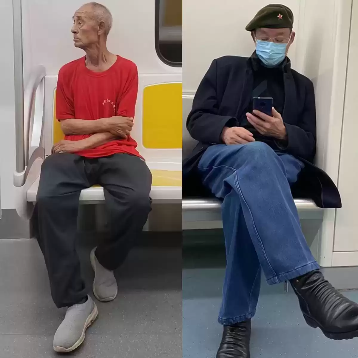 不会穿衣搭配怎么办？地铁爷爷“会穿”与“不会穿”的鲜明对比