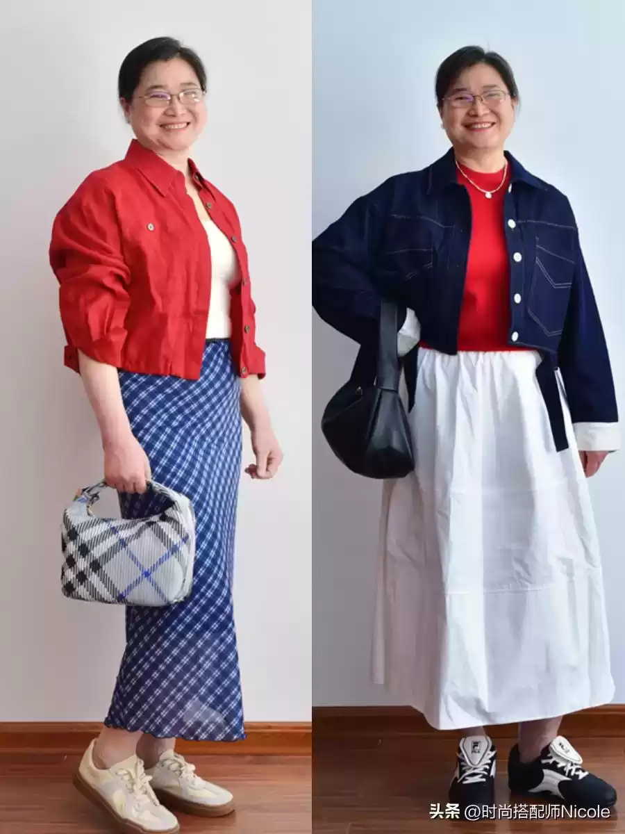 微胖身材穿搭指南：130斤阿姨的真实造型蜕变，不装嫩不修图，气质非凡