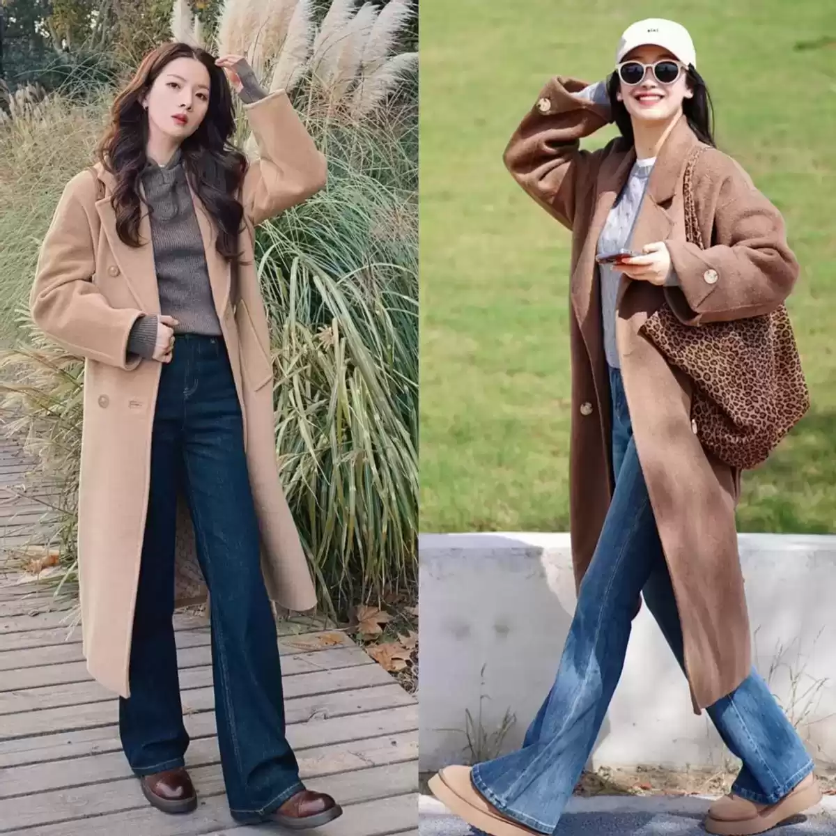 胯宽的女生穿衣搭配 今年冬天突然流行起“大衣+牛仔裤”，适合40+女生穿，显瘦又高级