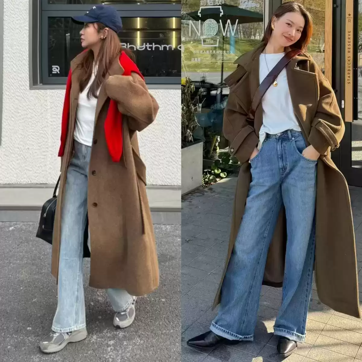胯宽的女生穿衣搭配 今年冬天突然流行起“大衣+牛仔裤”，适合40+女生穿，显瘦又高级