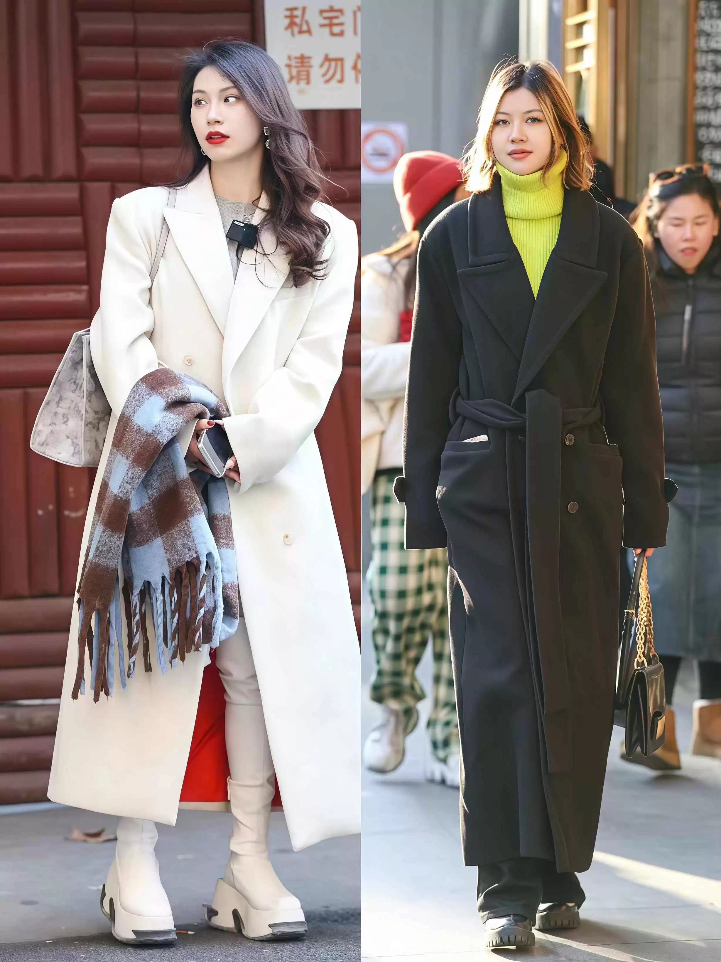 杭州女生大衣穿搭街拍全攻略:又美又飒,冬日造型超吸睛