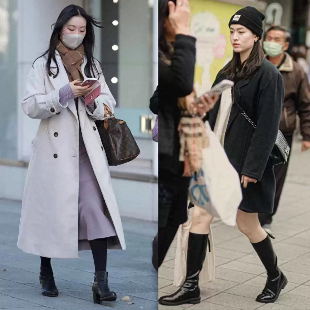 女孩穿衣搭配冬季：被日本、台湾女生街拍惊艳！秋冬爱穿“大衣+裸靴”，显高显气质