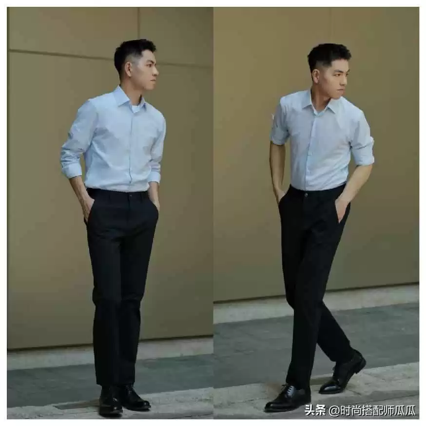 衬衫男生穿衣搭配:建议男人穿衬衫别配小脚裤、牛仔裤,换成这3种更绅士高级