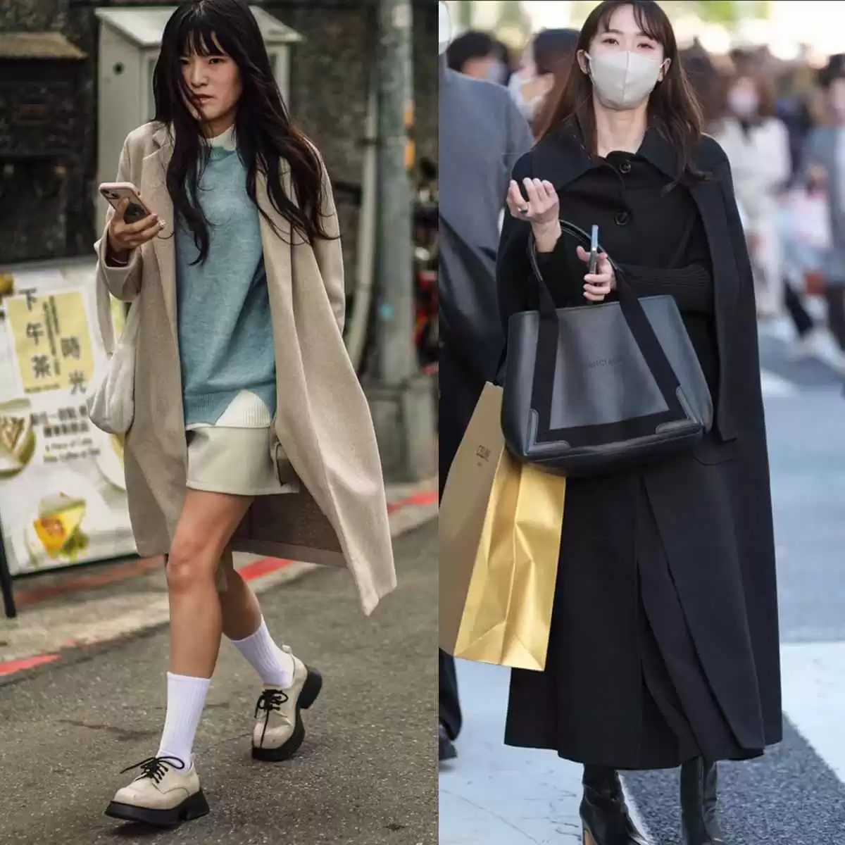 秋冬约会穿搭指南:跟日本台湾女生学大衣配裸靴,显高又提气质