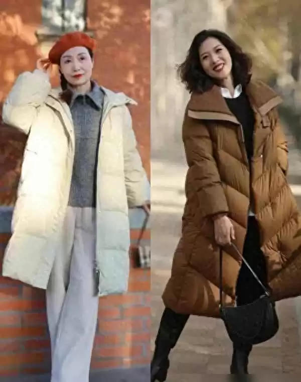 妈妈冬季穿衣搭配指南:羽绒服配裤子,中老年女性保暖又时髦